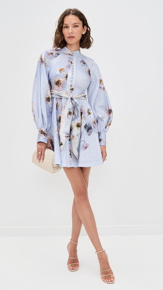 Zimmermann - floral-print lilac linen mini dress